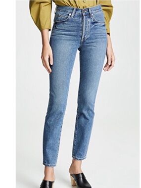 Eve Denim The Silver Bullet Jeans 26 mom Jean tapered high rise button fly